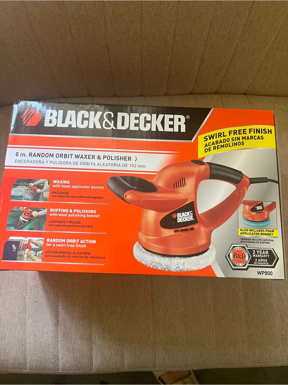 Black & Decker Orange and Black 6-inch Random Orbit Waxer & Polisher